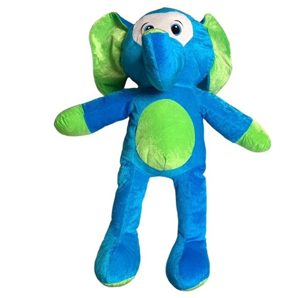 Elephant Blue Green Large Soft Fuzzy Stuffed Animal Plush Doll Peek A Boo Toy